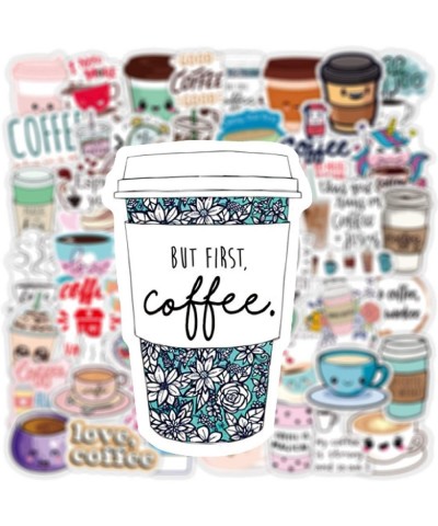 Coffee Stickers 50 PCS Cute Stickers for Laptop Vinyl Waterproof Stickers for Water Bottles Bumper Skateboard Coffee Cup Stic...