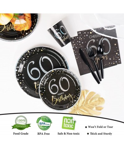 60th Birthday Plates and Napkins Serves 24 60th Birthday Decorations for Men or Women Cups Knives Forks Spoons Included Total...