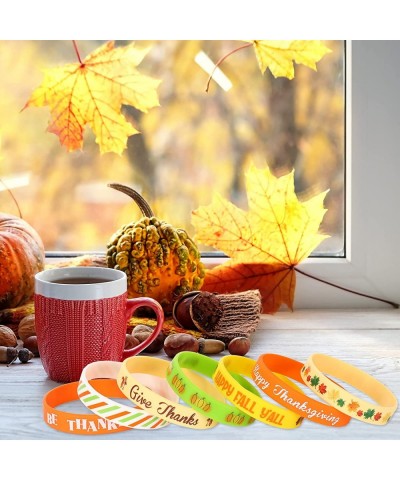 35Pcs Thanksgiving Fall Rubber Bracelet Party Favors Colorful Waterproof Silicone Wristband Autumn Pattern Silicone Bracelets...