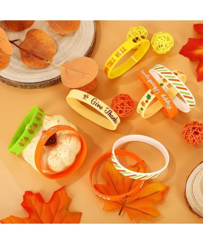 35Pcs Thanksgiving Fall Rubber Bracelet Party Favors Colorful Waterproof Silicone Wristband Autumn Pattern Silicone Bracelets...