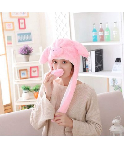 Funny Plush Animal Pig Hat Moving Ears Popping Up Party Tricky Prop Girls $25.02 Kids' Dress-Up Accessories