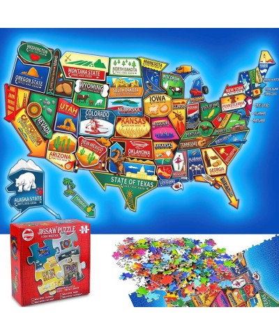 Kids United States Puzzle Map -USA Map Puzzle 50 States with Capitals -1000 Piece Jigsaw Landmark Puzzles Great Gift for Boys...