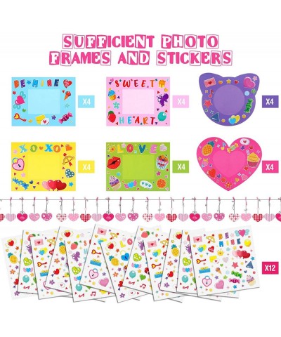 24 Pack Valentines Day DIY Picture Frame Craft DIY Photograph Craft Kits for Kids with Valentines Children Stickers Valentine...