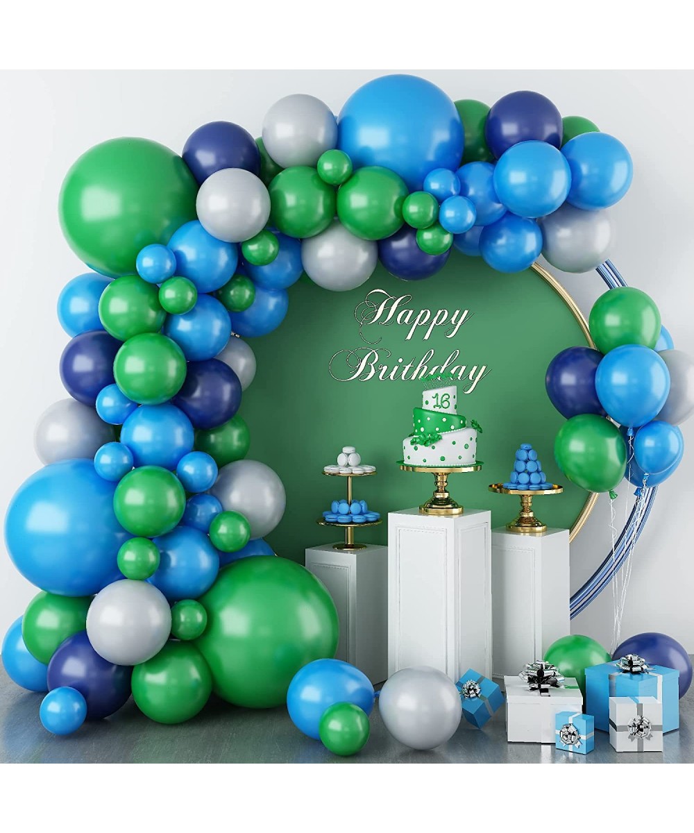 Blue and Green Balloon Garland Kit Dark Green Navy Blue Dark Blue Balloons Arch with Ribbon for Boy Girl Jungle Theme Party B...