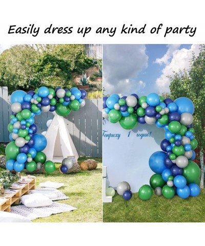 Blue and Green Balloon Garland Kit Dark Green Navy Blue Dark Blue Balloons Arch with Ribbon for Boy Girl Jungle Theme Party B...