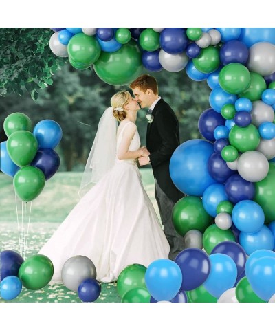 Blue and Green Balloon Garland Kit Dark Green Navy Blue Dark Blue Balloons Arch with Ribbon for Boy Girl Jungle Theme Party B...