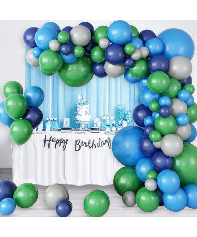 Blue and Green Balloon Garland Kit Dark Green Navy Blue Dark Blue Balloons Arch with Ribbon for Boy Girl Jungle Theme Party B...