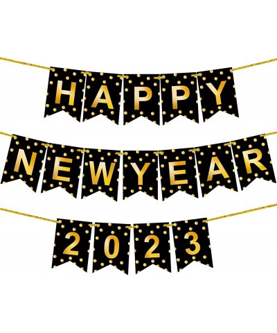 Shiny Happy New Year Banner 2023 - 10 Feet No DIY | NYE Decorations 2023 | Happy New Year Sign for New Years Eve Party Suppli...