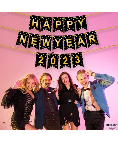 Shiny Happy New Year Banner 2023 - 10 Feet No DIY | NYE Decorations 2023 | Happy New Year Sign for New Years Eve Party Suppli...