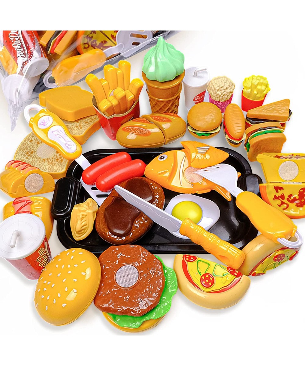 37 PCS Play Food Set for Kids Kitchen Cutting Play Food Toys Kids Kitchen Pretend Play Fake Toy Food Play Kitchen Accessories...