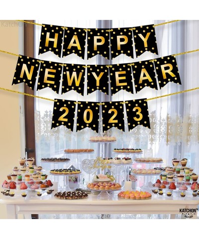 Shiny Happy New Year Banner 2023 - 10 Feet No DIY | NYE Decorations 2023 | Happy New Year Sign for New Years Eve Party Suppli...