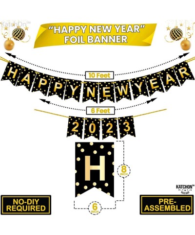 Shiny Happy New Year Banner 2023 - 10 Feet No DIY | NYE Decorations 2023 | Happy New Year Sign for New Years Eve Party Suppli...