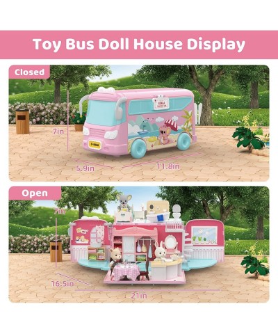 Doll House Toys for Girls - Pretend Play Dollhouse Playset with Furniture Accessories and Koala Doll Foldable Bus Toy Kit Min...