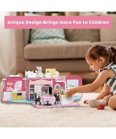 Doll House Toys for Girls - Pretend Play Dollhouse Playset with Furniture Accessories and Koala Doll Foldable Bus Toy Kit Min...