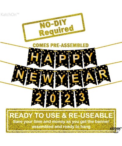 Shiny Happy New Year Banner 2023 - 10 Feet No DIY | NYE Decorations 2023 | Happy New Year Sign for New Years Eve Party Suppli...