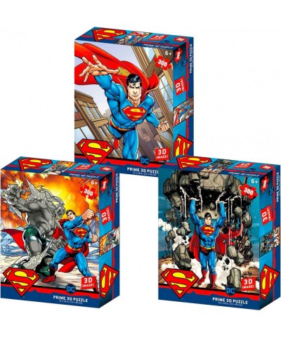 Comics Superman 3D Puzzle Set for Kids Adults ~ Bundle with 300 Pc Superman Puzzle Stickers and Door Hanger | Superhero Activ...