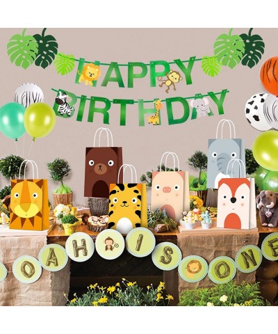 18 PCS Jungle Safari Animals Party Gift Bags for Zoo Animals Theme Party Supplies Birthday Decor Decorations Party Favor Good...