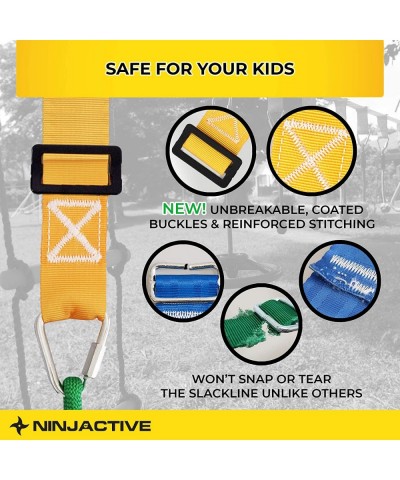 Ninja Obstacle Course for Kids with 3 Play Modes 2 Slack Lines - 2x50’ Weatherproof Slackline Warrior Course with 11 Attachme...