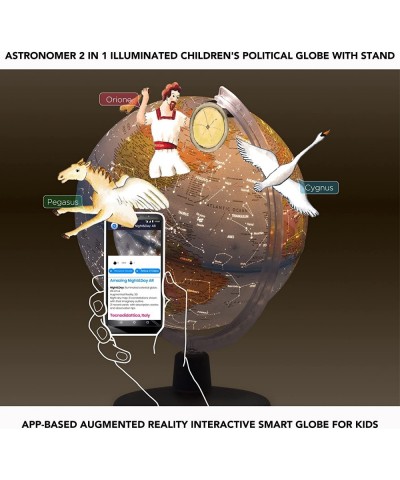 Astronomer 2 in 1 Illuminated Children's Globe with Stand: App-Based Augmented Reality Interactive Smart Globe for Kids Inclu...