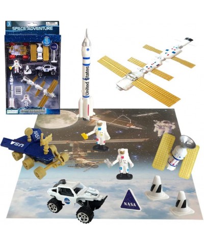 10 Pc Space Explorer Toy Kit Pretend Play Set with Astronaut Figurines Robotic Exploration Truck Diecast Metal Vehicle NASA S...