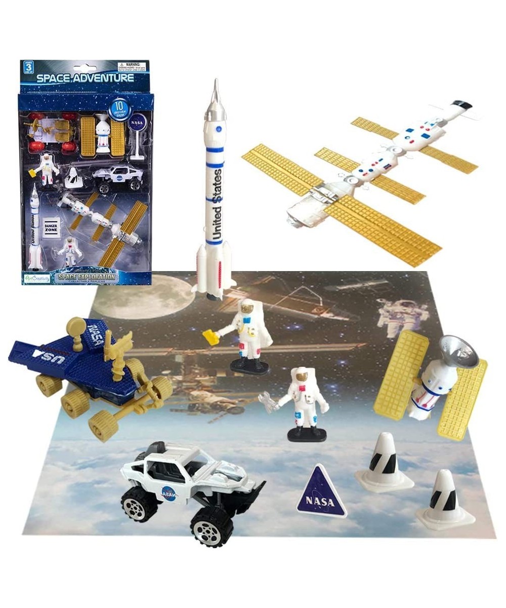 10 Pc Space Explorer Toy Kit Pretend Play Set with Astronaut Figurines Robotic Exploration Truck Diecast Metal Vehicle NASA S...