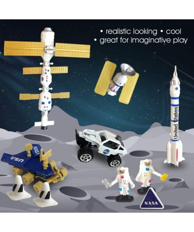 10 Pc Space Explorer Toy Kit Pretend Play Set with Astronaut Figurines Robotic Exploration Truck Diecast Metal Vehicle NASA S...