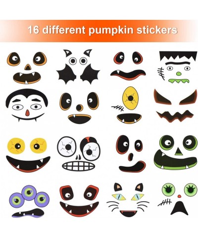 16 Pieces Halloween Foam Pumpkin Craft Kit and 16 Pieces Pumpkin Stickers Craft Stickers for Halloween Kids Craft Party Decor...