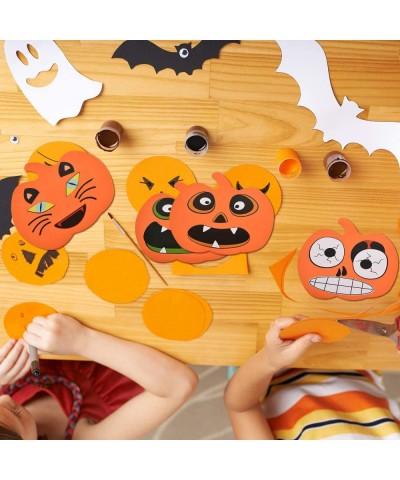 16 Pieces Halloween Foam Pumpkin Craft Kit and 16 Pieces Pumpkin Stickers Craft Stickers for Halloween Kids Craft Party Decor...