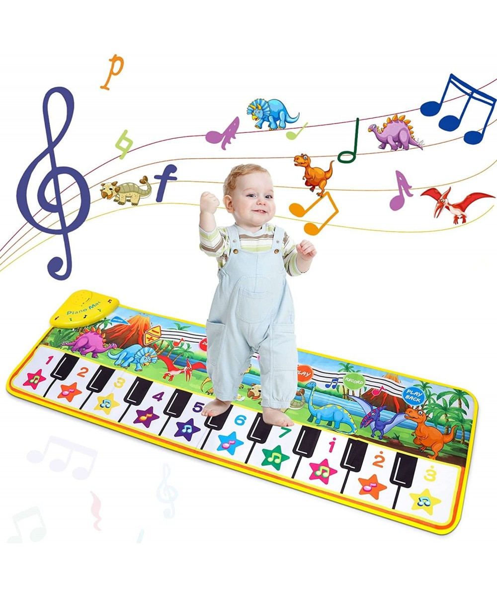 Piano Mat for Kids 43” x 14” Dinosaur Floor Keyboard Music Dance Play Mat with 10 Demo Songs/ 8 Dinosaur Sounds/ Adjustable V...