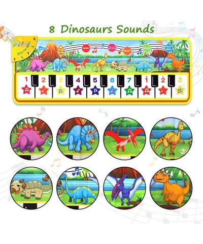 Piano Mat for Kids 43” x 14” Dinosaur Floor Keyboard Music Dance Play Mat with 10 Demo Songs/ 8 Dinosaur Sounds/ Adjustable V...