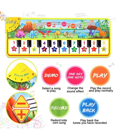 Piano Mat for Kids 43” x 14” Dinosaur Floor Keyboard Music Dance Play Mat with 10 Demo Songs/ 8 Dinosaur Sounds/ Adjustable V...