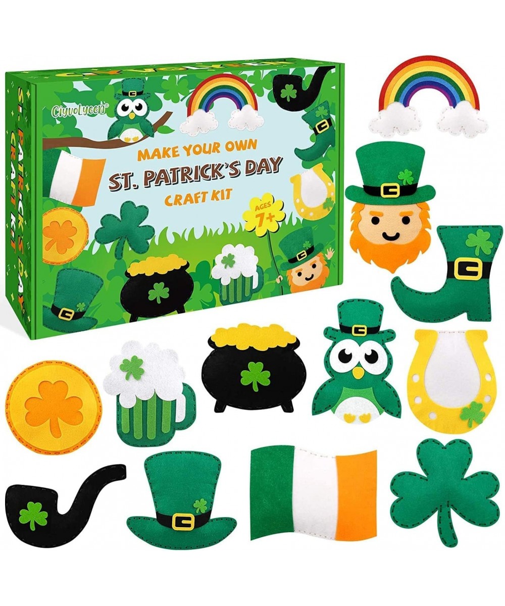 St. Patrick's Day Craft Kids Sewing Kit Fun Saint Paddy's Day Felt DIY Craft Sewing for Girls and Boys Beginners Includes 12 ...