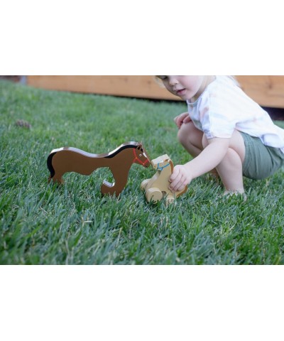 Big & Little Horse Push Toy Creations – Adorable Nesting Animals Set is 2 Toys in 1 – Classic Rolling Wooden Toy – Develops H...