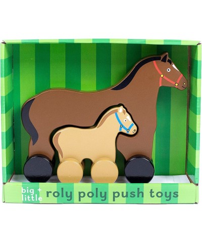 Big & Little Horse Push Toy Creations – Adorable Nesting Animals Set is 2 Toys in 1 – Classic Rolling Wooden Toy – Develops H...