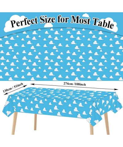 Blue Sky White Clouds Birthday Party Supplies Decorations Cartoon Story Tablecloth Party Table Cover Cartoon Table Banner Bac...