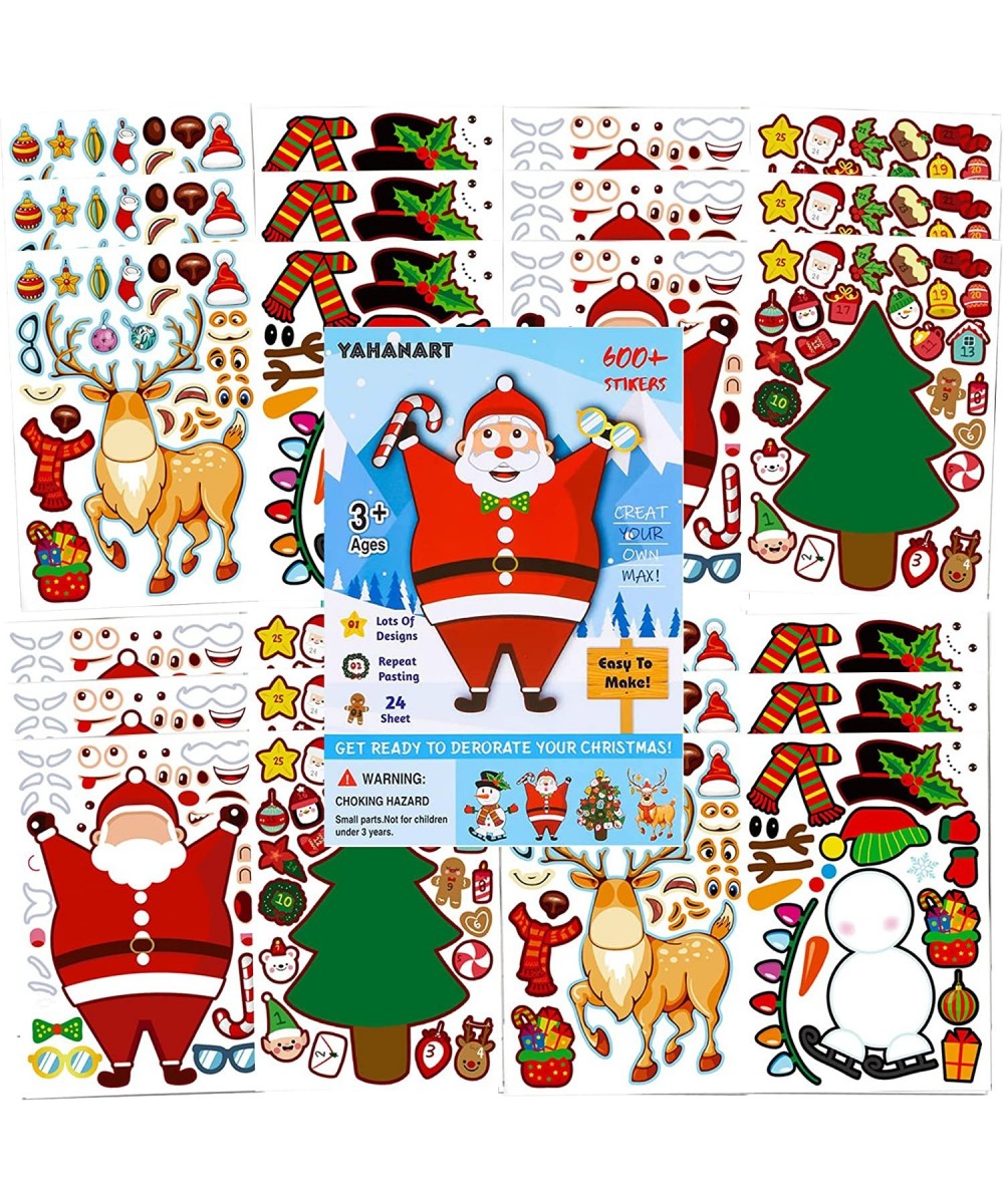 Make a Face Stickers Sheets 24 Sheets Make Your Own Reindeer Elf Snowman Mix and Match Stickers DIY Stickers for Kids Art Cra...