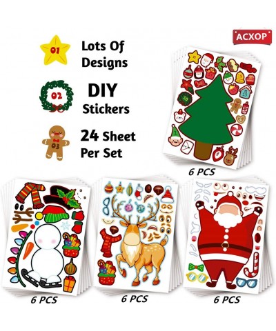 Make a Face Stickers Sheets 24 Sheets Make Your Own Reindeer Elf Snowman Mix and Match Stickers DIY Stickers for Kids Art Cra...