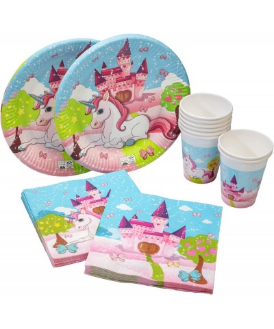 Unicorn Birthday Party 8 Pack Compostable Tableware for Kids - Fully Biodegradable & Disposable - 8 Paper Plates 8 Cups and 2...