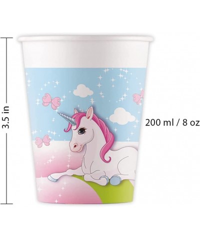 Unicorn Birthday Party 8 Pack Compostable Tableware for Kids - Fully Biodegradable & Disposable - 8 Paper Plates 8 Cups and 2...