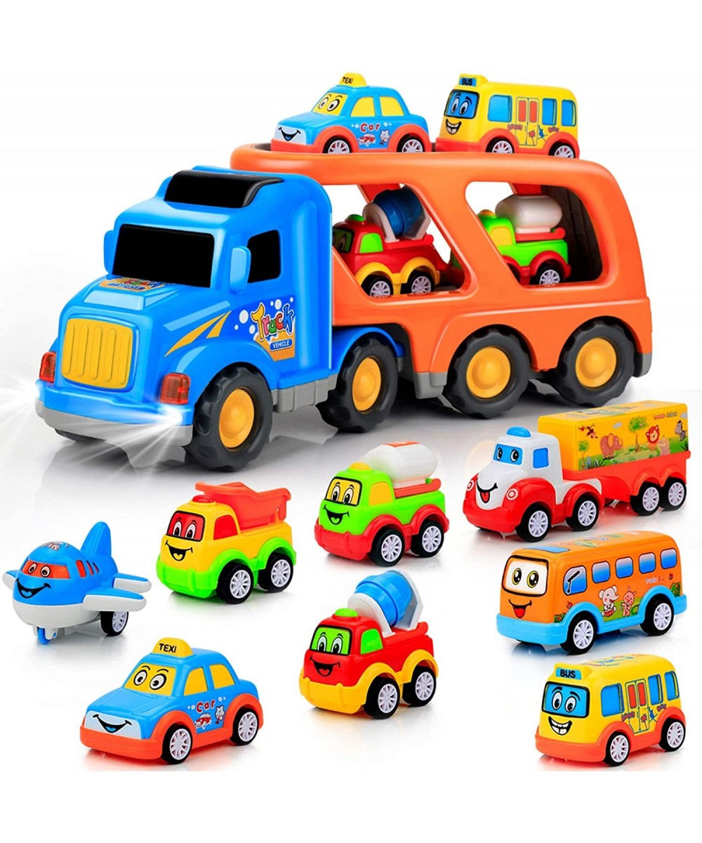 9 pcs Cars Toys for 2 3 4 5 Years Old Toddlers Big Carrier Truck with 8 Small Cartoon Pull Back Cars Colorful Assorted Vehicl...