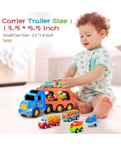 9 pcs Cars Toys for 2 3 4 5 Years Old Toddlers Big Carrier Truck with 8 Small Cartoon Pull Back Cars Colorful Assorted Vehicl...