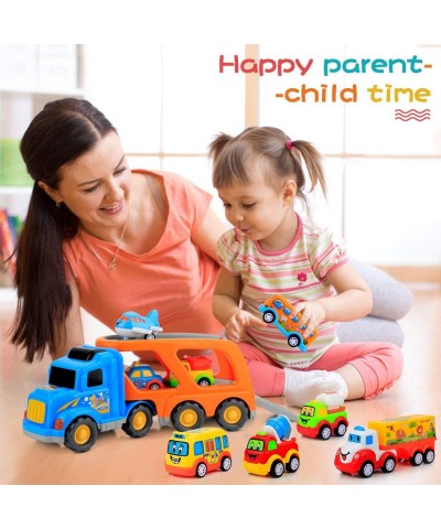 9 pcs Cars Toys for 2 3 4 5 Years Old Toddlers Big Carrier Truck with 8 Small Cartoon Pull Back Cars Colorful Assorted Vehicl...