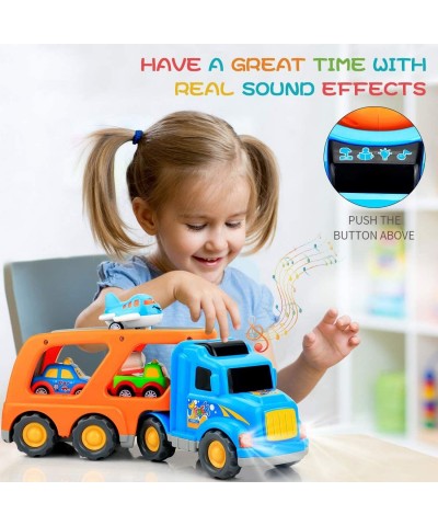 9 pcs Cars Toys for 2 3 4 5 Years Old Toddlers Big Carrier Truck with 8 Small Cartoon Pull Back Cars Colorful Assorted Vehicl...