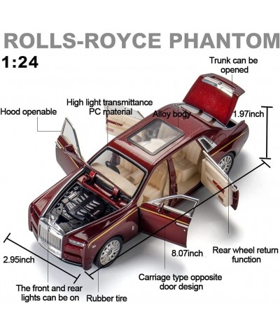 Exquisite car Model 1/24 Rolls-Royce Phantom Model Car Zinc Alloy Pull Back Toy car with Sound and Light for Kids Boy Girl Gi...