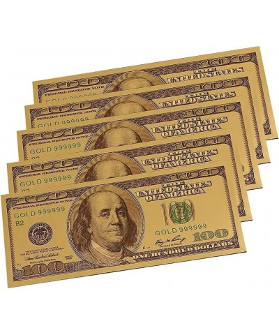 LuckyBamboo 5 Pack of 100 Dollar Bills Gold Foil USD Paper Money Banknotes Crafts Amazing Detail & Authentic Look $14.40 Mone...