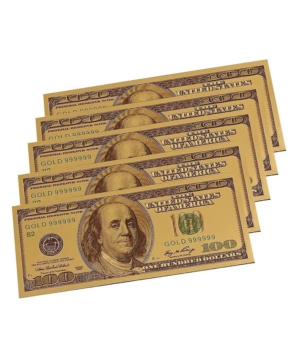 LuckyBamboo 5 Pack of 100 Dollar Bills Gold Foil USD Paper Money Banknotes Crafts Amazing Detail & Authentic Look $14.40 Mone...