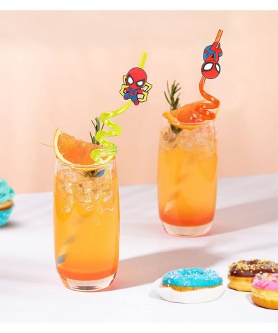 24Pcs Spider Party Favors Reusable Drinking Straws 8 Designs Hero Themed Birthday Party Supplies with 2 Cleaning Brush $38.66...