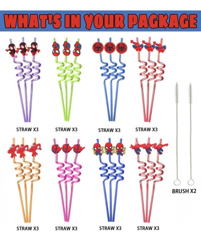 24Pcs Spider Party Favors Reusable Drinking Straws 8 Designs Hero Themed Birthday Party Supplies with 2 Cleaning Brush $38.66...