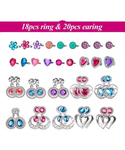 Joinart 60 Pcs Toys Princess Pretend Play Set Girl Jewelry Toys Crown Wand Necklace Bracelet Ring Earring Princess Dress up B...