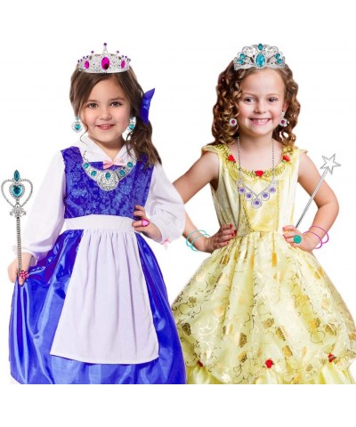 Joinart 60 Pcs Toys Princess Pretend Play Set Girl Jewelry Toys Crown Wand Necklace Bracelet Ring Earring Princess Dress up B...